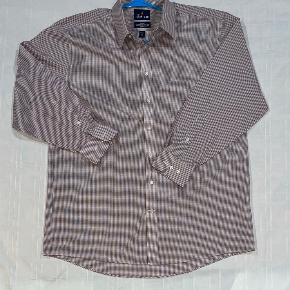 Stafford Men's Maroon Patterned Dress Shirt